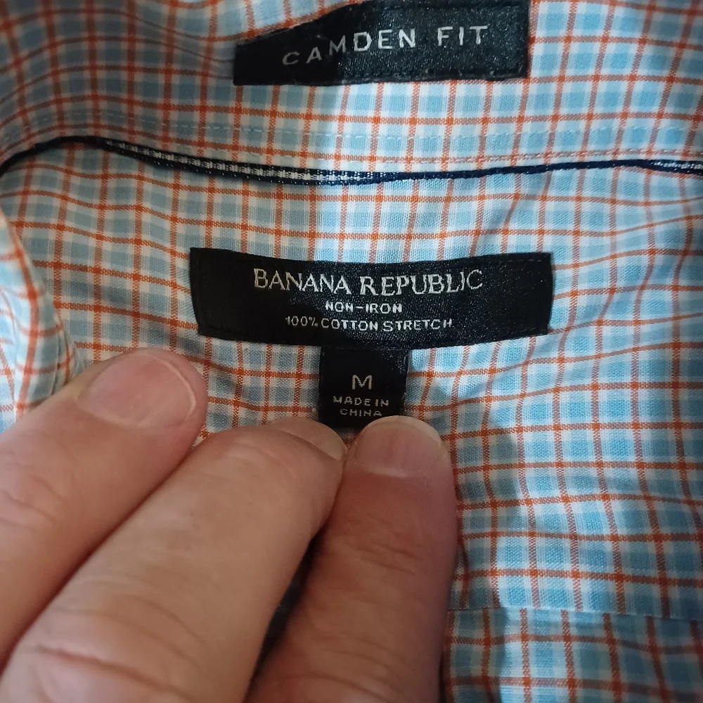 Banana Republic mens Camden Fit button up dress shirt size Medium Orange Blue